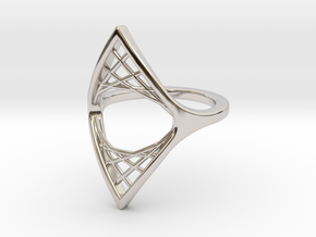 Parabolic Suspension Ring - US Size 09 in Rhodium Plated Brass