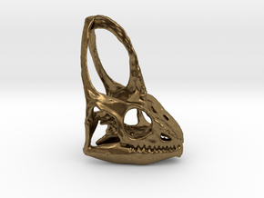 Veiled Chameleon  Skull Pendant in Natural Bronze