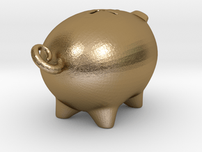 PPB[02] big positive piggy bank in Polished Gold Steel