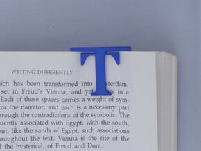 Bookmark Monogram. Initial / Letter T in Blue Processed Versatile Plastic