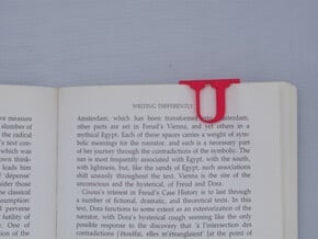 Bookmark Monogram. Initial / Letter U in Red Processed Versatile Plastic