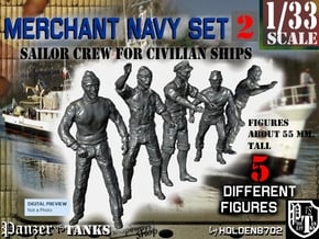 1-33 Merchant Navy Crew Set 2 in Tan Fine Detail Plastic