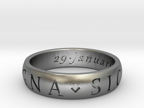 Size 12.5 Sir Francis Drake, Sic Parvis Magna Ring in Natural Silver