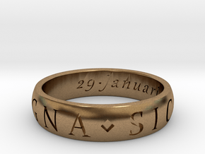 Size 12.5 Sir Francis Drake, Sic Parvis Magna Ring in Natural Brass