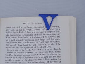 Bookmark Monogram. Initial / Letter V in Blue Processed Versatile Plastic