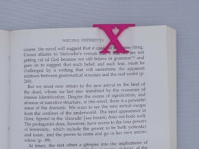 Bookmark Monogram. Initial / Letter X  in Pink Processed Versatile Plastic