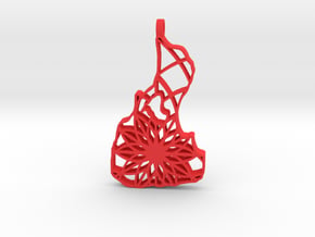 3D Printed Block Island Keychain 2 in Red Processed Versatile Plastic