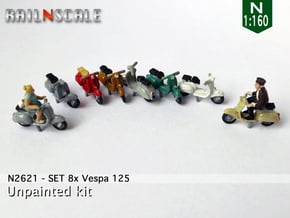 SET 8x Vespa 125 (N 1:160) in Smoothest Fine Detail Plastic