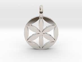 Flower of Life Pendant in Rhodium Plated Brass