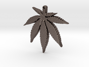 weed leaf down in Polished Bronzed Silver Steel