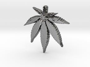 weed leaf down in Fine Detail Polished Silver