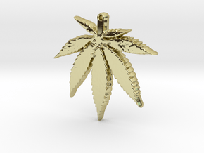 weed leaf down in 18k Gold Plated Brass