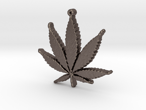 weed leaf up in Polished Bronzed Silver Steel