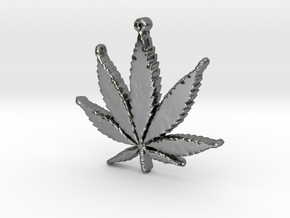 weed leaf up in Fine Detail Polished Silver