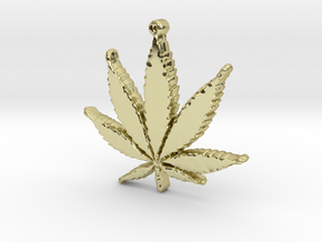 weed leaf up in 18k Gold Plated Brass