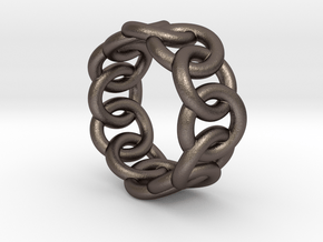 Chain Ring 14 – Italian Size 14 in Polished Bronzed Silver Steel