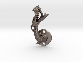Dragon Cabinet Handle 5 - Facing right in Polished Bronzed Silver Steel