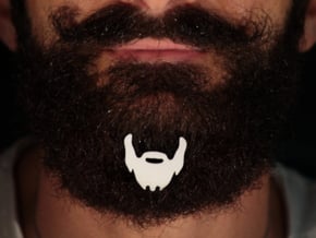 Beard icon with mustace for beard - front wearing in White Natural Versatile Plastic