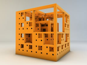 Menger Cube in Orange Processed Versatile Plastic