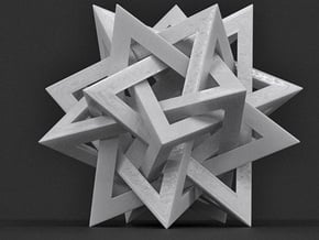 Orderly Tangle 03 - Tetrastar (Five Tetrahedra) in White Processed Versatile Plastic