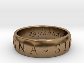 Size 8 Sir Francis Drake, Sic Parvis Magna Ring in Natural Brass