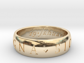 Size 8 Sir Francis Drake, Sic Parvis Magna Ring in 14k Gold Plated Brass