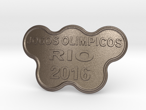 Jogos Olimpicos Belt Buckle in Polished Bronzed Silver Steel
