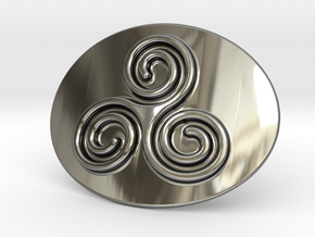 Triskell Belt Buckle in Fine Detail Polished Silver