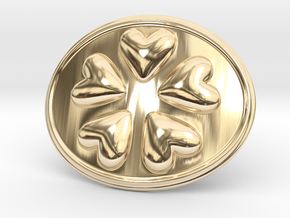 Round Dance Of Hearts Belt Buckle in 14K Yellow Gold