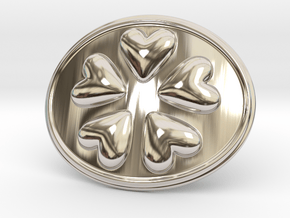 Round Dance Of Hearts Belt Buckle in Platinum