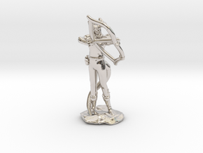 Tiefling Ranger with  Bow in Rhodium Plated Brass