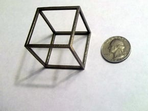 Cube (Hexahedron) in Polished Bronzed Silver Steel
