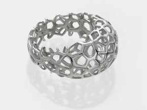 Wide designer  Aesthetic, Custom ring #Voronoi in Polished Silver: Medium
