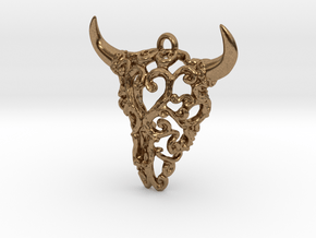 Filigree Bison Skull in Natural Brass