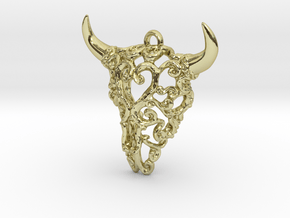Filigree Bison Skull in 18K Gold Plated
