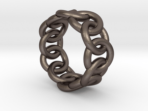 Chain Ring 21 – Italian Size 21 in Polished Bronzed Silver Steel