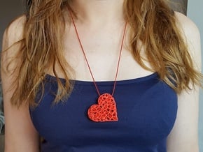 Voronoi Heart pendant (version 2) in Red Processed Versatile Plastic