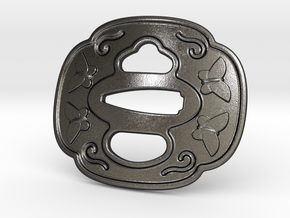 Tsuba Belt Buckle - 鍔  バックル in Polished and Bronzed Black Steel