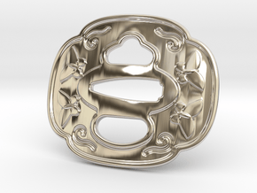 Tsuba Belt Buckle - 鍔  バックル in Rhodium Plated Brass