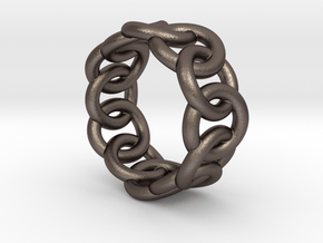 Chain Ring 23 – Italian Size 23 in Polished Bronzed Silver Steel