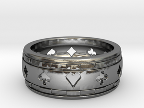 Poker Ring in Polished Silver: 9.75 / 60.875