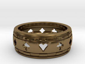 Poker Ring in Polished Bronze: 4 / 46.5