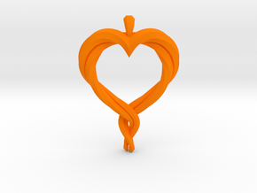 Twisted Heart in Orange Processed Versatile Plastic