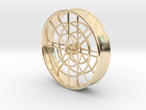 2 Inch (51mm) Flat Caged Bell Ear Tunnel (single) in 14K Yellow Gold