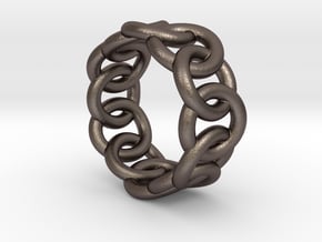 Chain Ring 24 – Italian Size 24 in Polished Bronzed Silver Steel