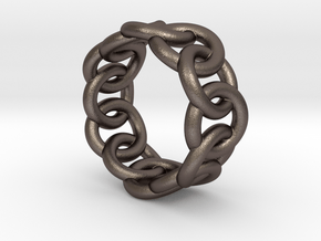 Chain Ring 25 – Italian Size 25 in Polished Bronzed Silver Steel