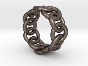 Chain Ring 27 – Italian Size 27 in Polished Bronzed Silver Steel