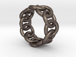 Chain Ring 32 – Italian Size 32 in Polished Bronzed Silver Steel