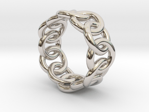 Chain Ring 32 – Italian Size 32 in Rhodium Plated Brass