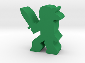 Game Piece, Deer Faun With Sword in Green Processed Versatile Plastic